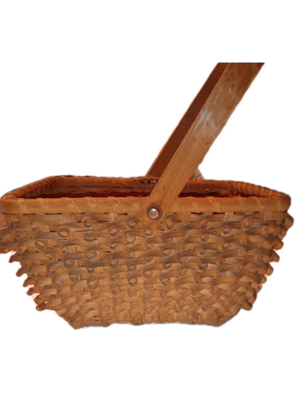 Vintage Penobscot Style Porcupine Curls Basket ~ Handmade 11"×9"×6"
